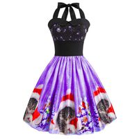 Dress for Women Vintage Off Shouder Print Sleeveless Halloween Midi Dress