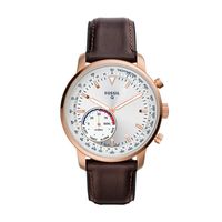 Fossil Men's Hybrid Smartwatch Stainless Steel Watch with Leather Strap, Brown, 22 (Model: FTW1172)
