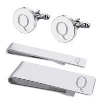 BodyJ4You 4PC Cufflinks Tie Bar Money Clip Button Shirt Personalized Initials Letter Q Gift Set