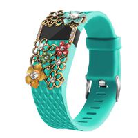 Gealpoor Compatible Replacement Bands for Fitbit Charge HR Waterproof Soft Silicone Replacement Adjustable Band Sports Strap Strap Women Men Large Small (S, Teal + Jewelry)
