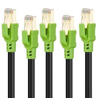 5 Pack Cat8 Ethernet Cable 6 Feet, Heavy Duty High Speed 26AWG Outdoor Cat8 Internet LAN Network Cable 40Gbps, 2000Mhz SSTP LAN Cables with Gold Plated RJ45 Connector for Router, Modem, Gaming, Xbox