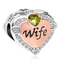 CharmSStory Heart Wife Charms Rose Gold Birthday Love Beads for Bracelets & Necklaces (Green)