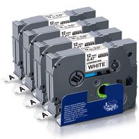 Absonic Compatible Label Tape for P Touch Label Tape Tze-231 Tze 231 12mm 0.47'' Tape Laminated Black on White for Brother P-Touch PT-D210 PT-H110 PT-H100 PT-D400 PT-D600 PT-D200, 1/2" x 26.2', 4-Pack