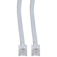 ACL 15 Feet RJ11 (6P/4C) Male to Male Telephone Flat Cable (Voice), Reverse, White Satin, White, 2 Pack