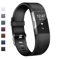 Wekin Replacement Bands Compatible with Fitbit Charge 2, Adjustable Silicone Sport Accessory Wristband Straps for Charge 2 HR Fitness Tracker Small Large Women Men