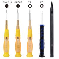 YESCOO 5pcs MacBook Repair Tool Kit Precision Pentalobe Screwdriver Set P5, Torx Driver T5, Philips PH000 and Flat Head 2.0 Screwdriver For Apple MacBook Air & MacBook pro with Retina Display