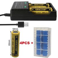 Battery Charger with USB Port Battery Charger use 5V USB Port and Red/Green LED for AA AAA 4X Flat Top 1865O 3.7V Rechargeable Batteries