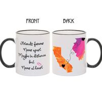 Best Friends Personalized Long Distance Coffee Mug, States and Countries, Friendship Gift, 11oz or 15oz