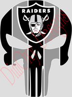 Raiders Punisher (Skull) Full Color Sport Fan Vinyl Decal/Sticker. (SB1) Outdoor Rated for up to 7 Years. Scratch Resistant, UV Resistant. Sized for iPhone, Tablet, etc. 3" Tall.