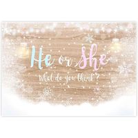 Allenjoy 7x5ft Winter Gender Reveal Backdrop Girl or Boy Supplies Newborn Pregnancy Announcement Surprise Party Baby Shower Mason Jars Rustic Wood Background Candy Table Decorations Props