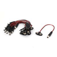 uxcell 12 Pcs T Type 9V Button Cable Wire to 9mm 5.5mm x 2.1mm DC Power Connector