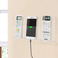 Joqixon Acrylic Remote Control Holder Wall Mount Remote Holder Wall Adhesive TV Remote Caddy for Wall Media Organizer Box Clear