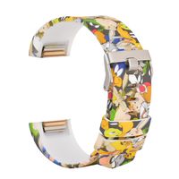 Fitbit Charge 2 Band,Soft Silicone Adjustable Replacement Sport Strap Floral Design Bands with Classic Buckle Fitness Accessory Wristband for Fitbit Charge2 (Pattern-11, Small (Wrist 5.5"-7.0"))