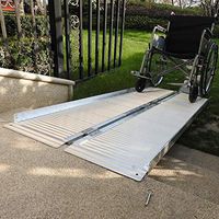 Goujxcy Threshold Ramps 6' Portable Folding Aluminum Wheelchair Threshold Ramp with Ribbed Surface and Carrying Handle