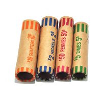 L LIKED 128 Assorted Coin Preformed Wrappers Rolls - Quarters, Pennies, Nickels and Dimes (128 Assorted)