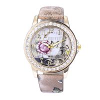 Cliramer Women Rose Pattern Watch with Leather Band Analog Quartz Wristwatch for Gift (Brown)