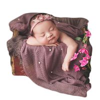 Baby Photography Props Blanket Newborn Photo Shoot Outfits Infant Photos Luxurious Wrap (Dark Pink)