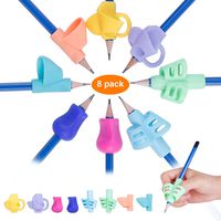 Pencil Grips, 8 PCS Pencil Grippers for Kids Handwriting Preschoolers Aid Grip Trainer Posture Correction Finger Silicone Grip for Studens, Adults, Arthritis Designed for Righties or Lefties