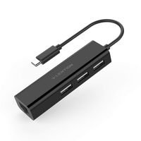 LENTION USB-C to 3 USB Ports Hub + RJ45 Ethernet LAN Adapter Compatible MacBook Pro 13/15/16 (Thunderbolt 3), 2018 2019 Mac Air, MacBook 12, Chromebook, Surface Book 2/Go, More (Black)