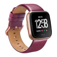 Valdeal for Fitbit Bands, Soft Leather Replacement Versa/Versa Lite/Versa 2 Band Accessories Strap with Frame Case for Man Woman(Wine Red)
