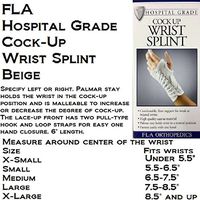 Florida Orthopedics 22-1X1: Canvas Cock-Up Wrist Splint, LACE UP - 6", Beige., L
