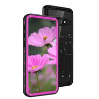 Sfulatdc S10 Plus Waterproof Case,IP68 Underwater Case Dirtproof Shockproof Snowproof Full Body Protective Cover with Built in Screen Protector for Samsung Galaxy S10 + Pink/Clear