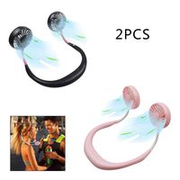 Snnetwork Neck Fans Portable,USB Rechargable Lazy Neck Band Fan,3 Speeds,360 Degree Adjustment,Sports Neck Hanging Fan for Office Outdoor Travel 2 Pack (Black and Pink)