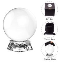 Moi Doi Crystal Ball, Crystal Clear Ball, K9 Crystal Suncatchers Ball with Stand for Photography/Meditation/Divination or Wedding/Home/Office Decoration
