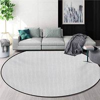 RUGSMAT Modern Modern Machine Round Bath Mat,Retro Style Vintage Digital Computer Made Like Dots Image Artwork Non-Slip No-Shedding Kitchen Soft Floor Mat,Round-71 Inch Charcoal Grey Black and White