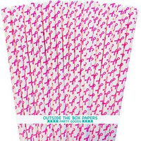 Pink Ribbon Paper Straws - Breast Cancer Awareness - Bulk 250 Pack - Outside the Box Papers Brand