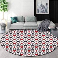 RUGSMAT Casino Modern Washable Round Bath Mat,Holdem Gambler Modern Non-Skid Bath Mat Living Room/Bedroom Carpet Diameter-39