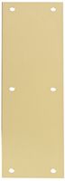 Rockwood 70A.4 Brass Standard Push Plate, Four Beveled Edges, 12" Height x 3" Width x 0.050" Thick, Satin Clear Coated Finish