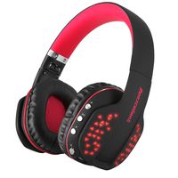 Bluetooth Over-Ear Headphone,Beexcellent Foldable Wireless HiFi Stereo Bluetooth 4.1 Headset,Noise Cancelling, Soft Earmuffs, LED Effect, w/Built-in Mic and Wired Mode for PC Laptop Tablet TV (Red)