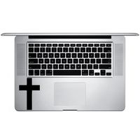 Religious Christian Cross Silhouette Vinyl Sticker Laptop Keyboard Inside Corner iPhone Cell Decal (3.5" Wide)