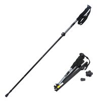 Topnaca 1pc Folding Collapsible Trekking Pole Climbing Stick with EVA Foam Handle, Ultralight Adjustable Alpenstocks, for Travel Hiking Climbing Backpacking Walking (Black&Grey - Suspension Handle)