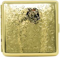 Gold Victorian Print (Full Pack Kings) Metal-Plated Cigarette Case & Stash Box