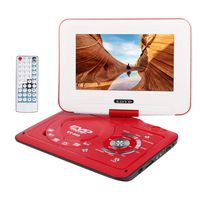 Smyidel 9.8" Portable DVD Player Supports SD Card/USB Port/CD/DVD, Rede Controller,2 Hour Rechargeable Battery, 9" Eye-Protective Screen, Support AV-in/Out,Region Free (Red)
