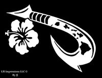 UR Impressions MWht Hawaiian Islands Maui Hook with Hibiscus Flower Decal Vinyl Sticker Graphics Cars Trucks SUV Vans Walls Windows Laptop Tablet|Matte White|6 X 4.4 Inch|JJURI117-MW