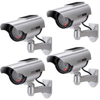 AlfaView Solar Powered Bullet Dummy Fake Surveillance Camera Security CCTV Dome Camera with LED Flashing Light for Outdoor/Indoor,Home/Business (4 Pack)