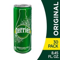 Perrier Carbonated Mineral Water, Slim Cans, 8.45 Fl Oz (Pack of 30)