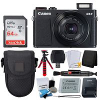 Canon PowerShot G9 X Mark II Digital Camera (Black) + SanDisk 64GB Memory Card + Point & Shoot Case + Flexible Tripod + USB Card Reader + Cleaning Kit + LCD Screen Protectors - Deluxe Accessory Bundle