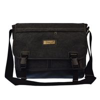 14" Laptop Bag Canvas Leather Messenger Bag for Men Women Laptop Messenger Bag 260 Black