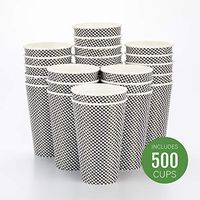 Disposable Paper Hot Cup, Spiral Wall Coffee Cup, Paper Tea Cup - Black Houndstooth - 16 oz - Insulated, No Need For Sleeves - 500ct Box - Restaurantware