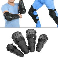 Qii lu 4 pcs Motorcycle Motocross Cycling Elbow and Knee Pads Protection Shin Guards Body Armor Set Black for Adults(Black)