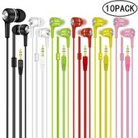 Bulk Earbuds for Classroom Kids Child Teen 10 Pack Wholesale Disposable Earbuds Earphones Headphones for School,Students,Library Computer Lab,Donate 6 Assorted Colors Individually Bagged (10Pack)