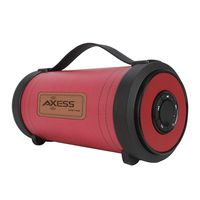 AXESS SPBT1082-RD Portable Bluetooth Indoor/Outdoor 2.1 Hi-Fi Loud Speaker with Built-in 4" Sub + Vibrating Disk & SD Card USB AUX Inputs Red Jean