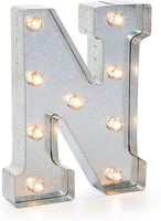 Darice Silver Metal Marquee Letter - N - 9.87" Tall, Galvanized Silver Finish