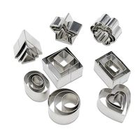 Homy Feel Mini Geometric Shaped Cookie Biscuit Cutter Set 24 Rectangle Square Heart Triangle Round Tiny Circle Baking Stainless Steel Metal Molds