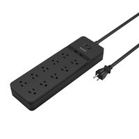 ORICO FPC-10A2U-US-BK 10 Outlets Surge Protector with 2 USB Charging Ports, 5' Long Power Cord for Home, Office, Hotel, Nightstand and Dresser, Black