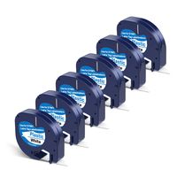 Compatible Dymo LetraTag Refills 91331 (S0721660), Black on White Plastic Dymo Label Tape for Dymo LetraTag LT-100H, LT-100T, LT-110T, QX50, (1/2 Inch x 13 Feet 12mm x 4m), 6 Pack
